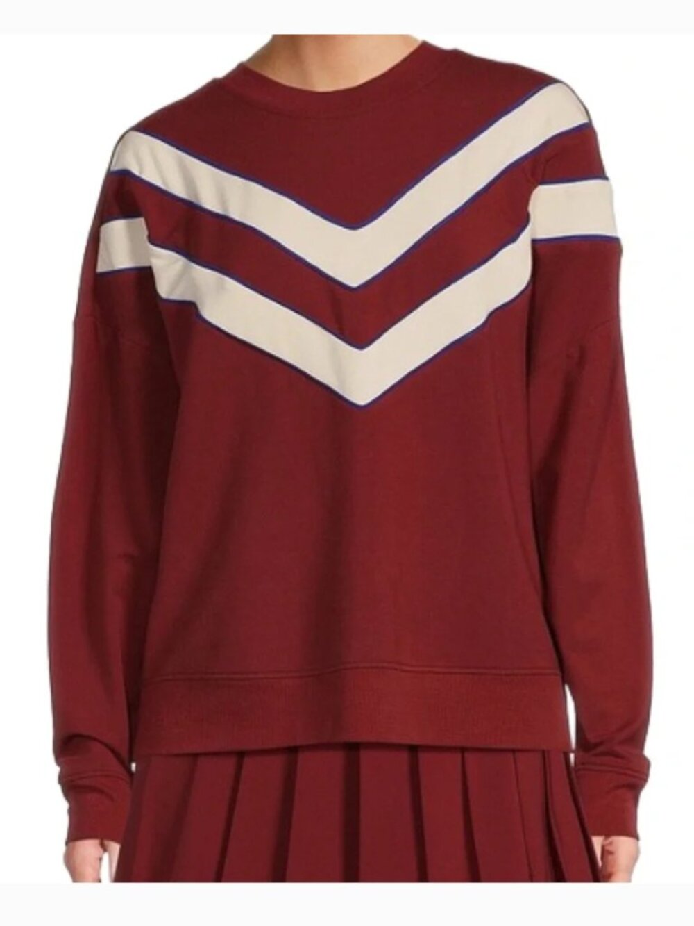 Antonio Melani Active Stripe Piping Crew Neck Long Sleeve Pullover Sweatshirt